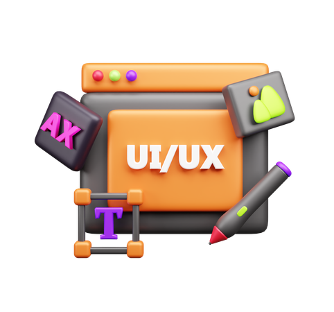 Illustration showing UI/UX design process and elements